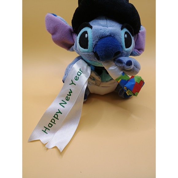Mini Bean Bag Baby New Year Stitch 2005 Stuffed Animal Plush 6 Inches Party Horn - Picture 2 of 6